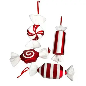 Nearly Natural 12 in. Jumbo Assorted Candy-Look Shatterproof Holiday Ornaments - Deluxe 4-Piece Set, for Christmas Tree Decoration, Room Decor