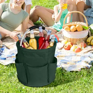 Foldable Oxford Cloth Basket with Handle, Portable Picnic Basket, Beach Basket, Garden Harvest Basket, Market Shopping Basket, Home Storage Basket, Bathroom Organizer, Cleaning Supplies Holder