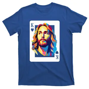 Jesus King Of Hearts Kings Of Kings Christian Catholic Playing Cards Christ Faith T-Shirt