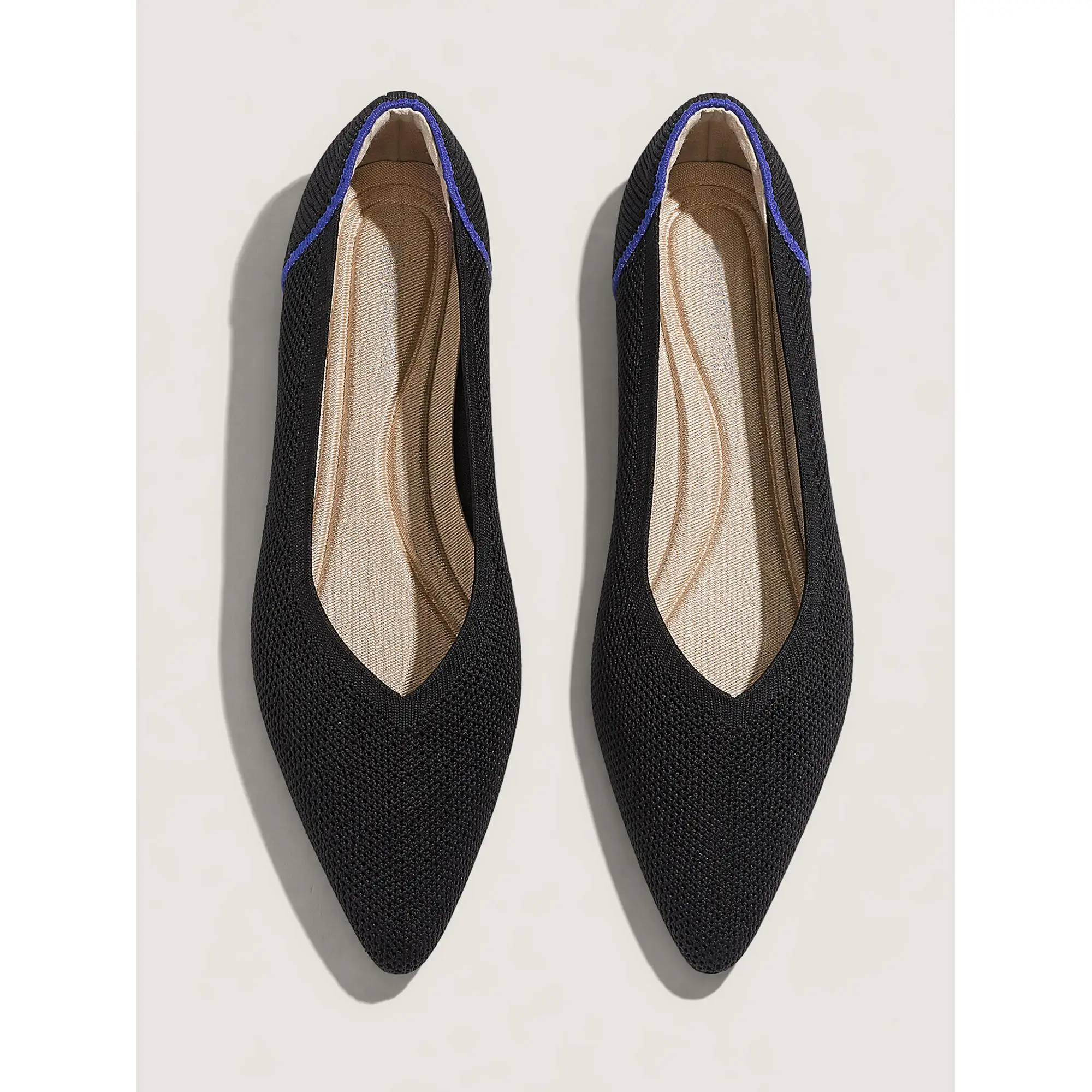 BLOOMCHIC Plus Size Pointed Toe Textured Knit Flats 2026 Spotlight,Summer wins,Deals for your days