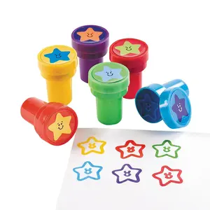 1 1/2" Smiley Star Self-Inking Bright Color Plastic Stampers - 24 Pc.