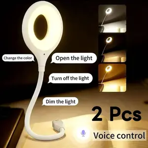 2pcs Smart Voice-Controlled Light, Multifunctional Lighting, No Bluetooth Required, Three Lighting Modes, Five Brightness Levels, Plug-and-Play, Portable USB Light, Gooseneck LED Light, Hands-Free, Night Light, Ideal for Bedrooms, Reading, gift