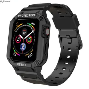 Rugged 2-in-1 TPU Case + Band for Apple Watch, Shockproof Strap for SE/Series 3-9 (38-45mm)