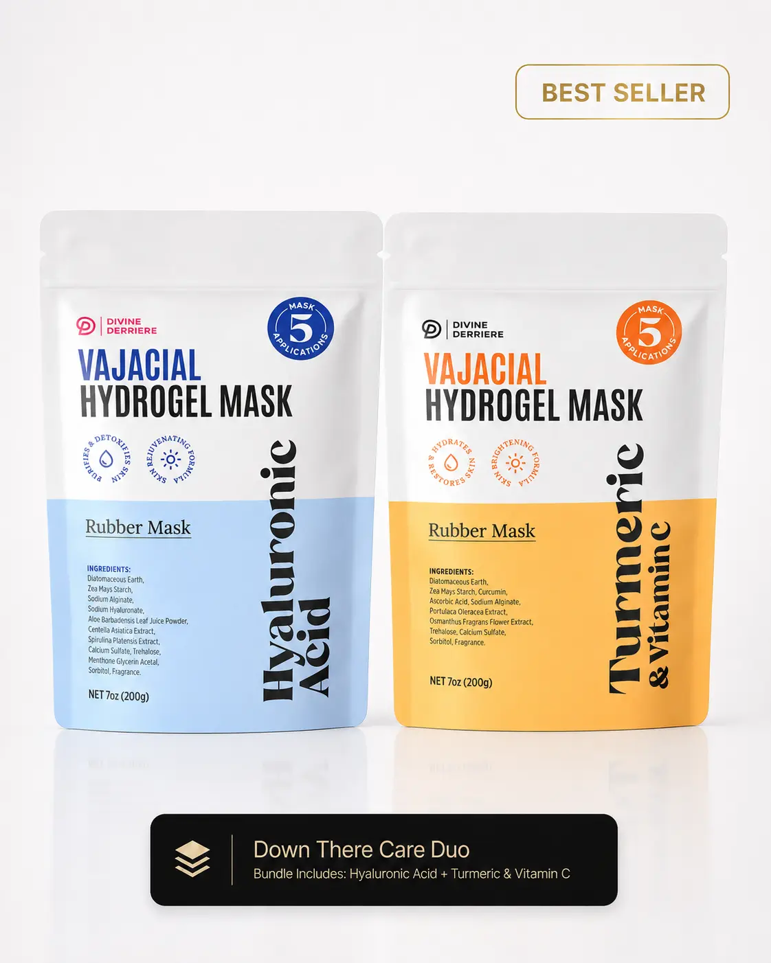 DOWN THERE CARE Duo | Divine Derriere Vajacials for Your Kitty Complete Kits | Hydrojelly Mask for Post-Wax & Shaving Bikini Area Comfort | Hydrogel Masks Hydrate, Brighten & Soothe, Skin Repair Facial & Vajacial Jelly Mask