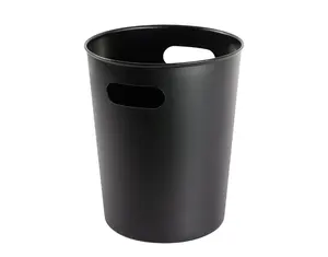 Basic Plastic 2.64 Gallon Wastebasket in Rich Black for Bathroom, Bedroom or Office