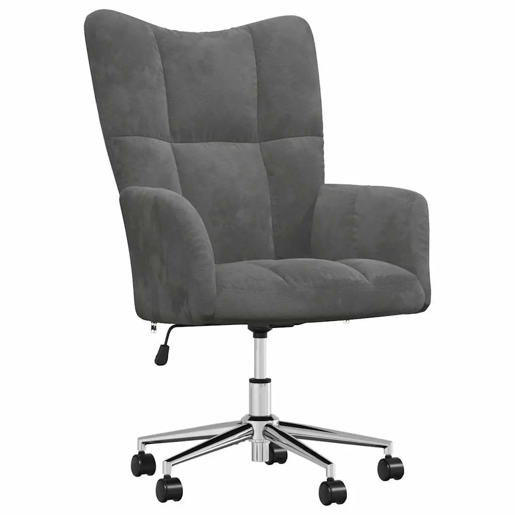 vidaXL Relaxing Chair, Accent Relax Chair, Swivel Relaxing Armchair Seating for Living Room Office, Modern Style, Dark Gray Velvet 328162