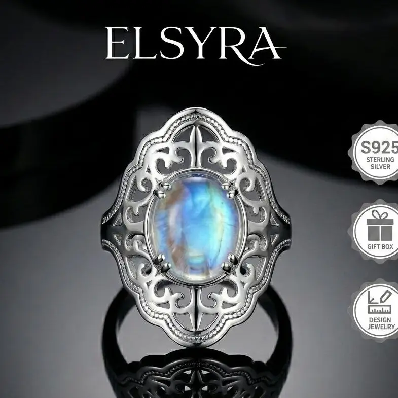 925 Sterling Silver Vintage Synthesis Rainbow Moonstone Lotus Bud Ring Color Oval Simulated Opal Gem with Gothic Filigree,adjustable ring, Wedding Rings For Women | Comfort Fit Silver Rings | Gift,flower bud ring