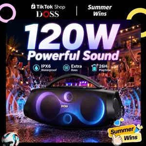 DOSS Extreme Boom Pro D200 Rechargeable Bluetooth 5.4 Audio Speaker, 240W Peak Full Bass, 24H Playtime, IPX6 Waterproof, Beat Synced Lights, Stereo Pairing, USB Charging, Mobile Compatible Portable Outdoor Device for Camping, Beach fathersdaygift