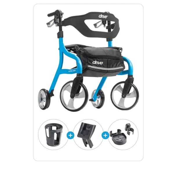 Drive Medical Nitro Sprint Rollator - Sturdy Healthcare Mobility Tool & Equipment, Complete Package with Included Accessories for Enhanced Walking Support, Outdoor Use