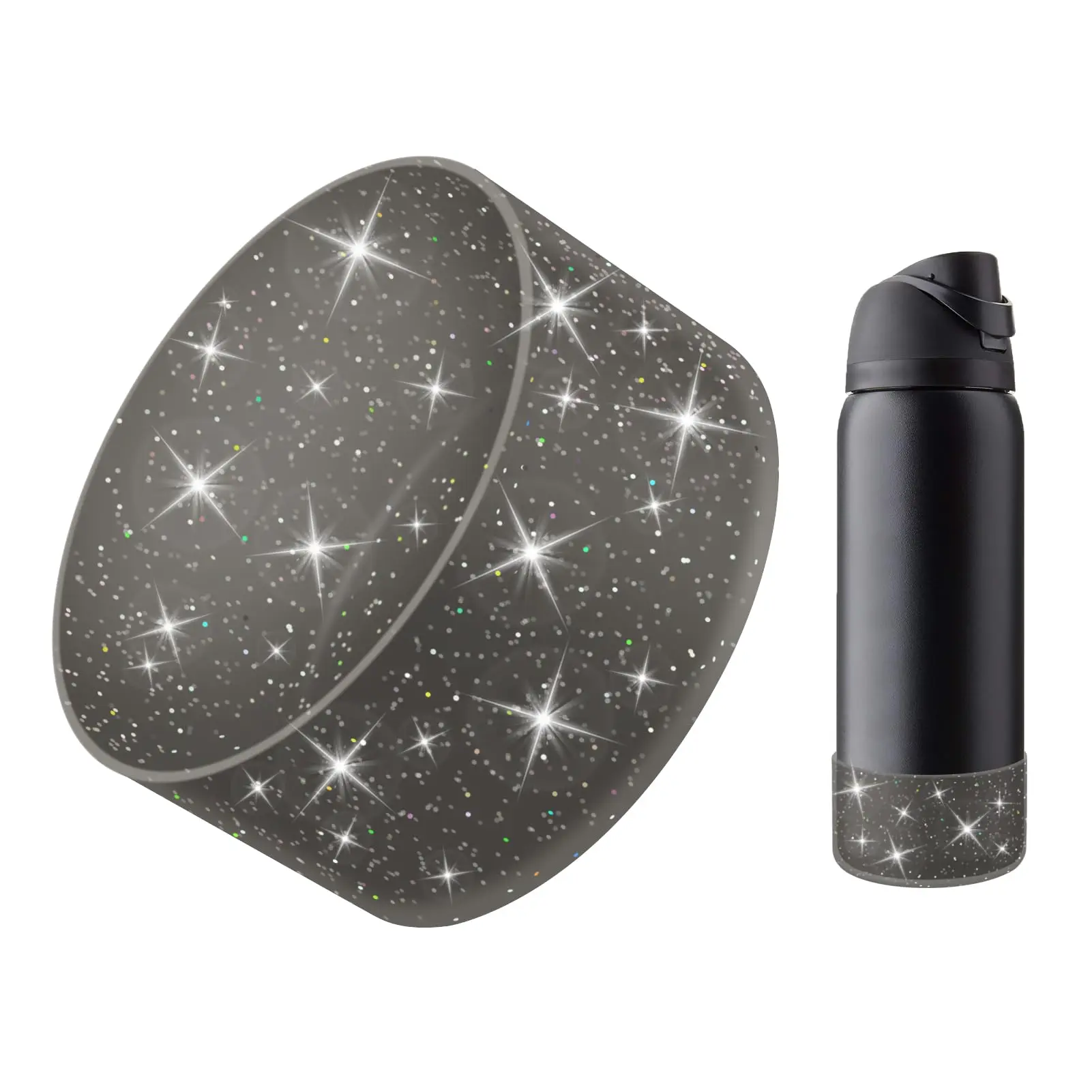 Protective Glitter Silicone Boot Compatible With Owala 24oz 32oz 40oz  Bling Cup Sleeve Bottom Bumper Cover Freesip Twist Or Flip Stainless Steel Water Bottles