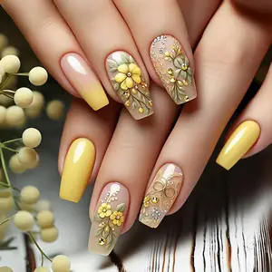 Sweet Floral DIY Nail Art Set, 24pcs Removable Reusable Manicure Stickers, Ideal for Daily & Parties, Seasonal Garden Design