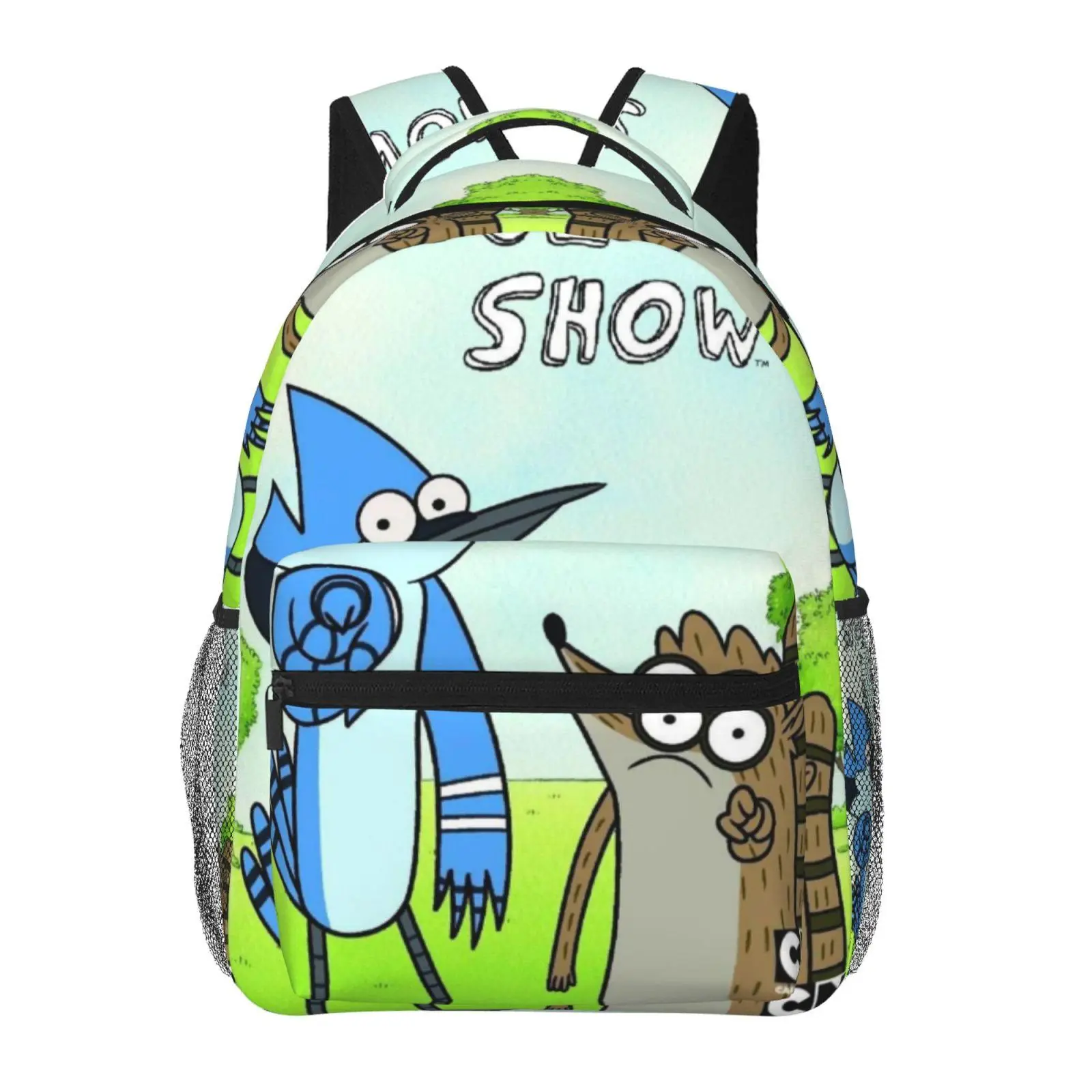 Regular Show backpacks for school 2026/2027, large capacity cartoon print, Regular Show laptop daypack for campus daily commute, lightweight portable Regular Show book bag, gift for kids, teens, students