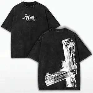 Vintage Jesus Saves Graphic Tee: Oversized Christian Streetwear