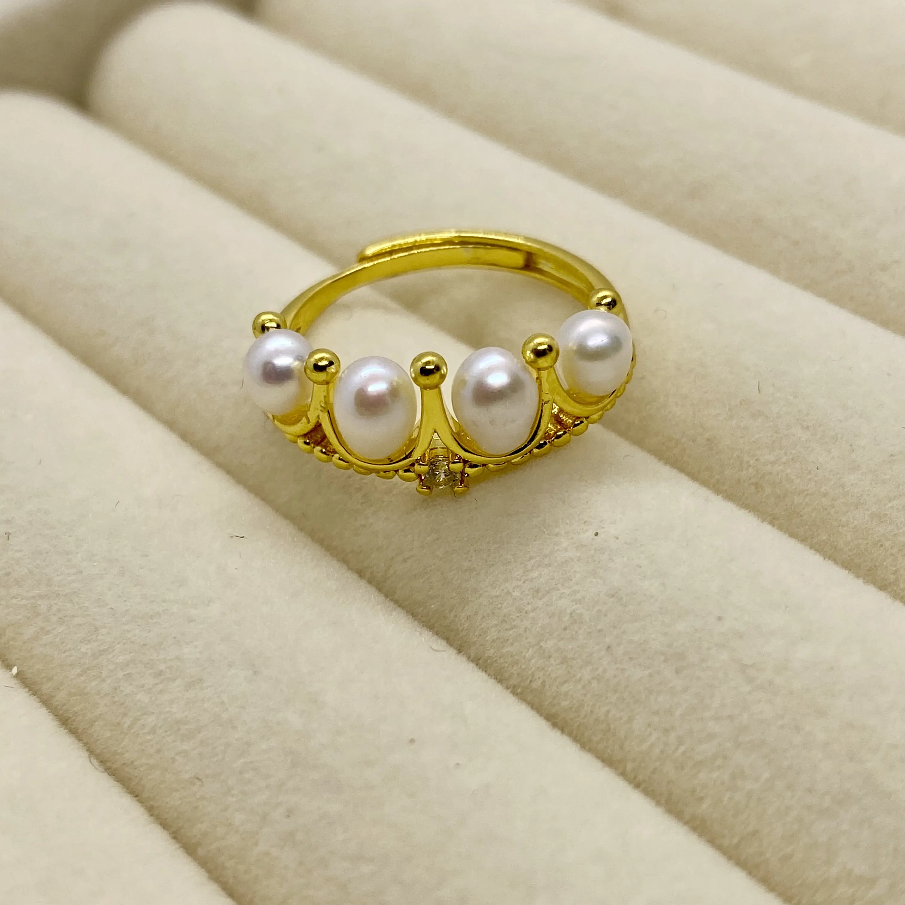 [Queen]Freshwater Pearl ring Adjustable Natural Pearl Jewelry