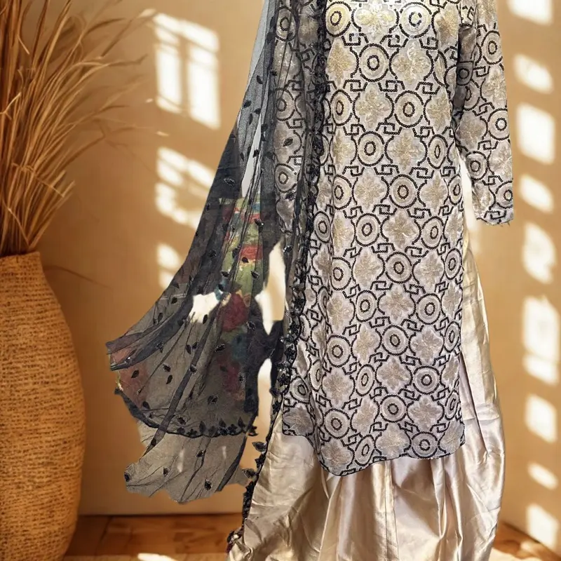 Women’s’ Matte sequins long kameez with trousers