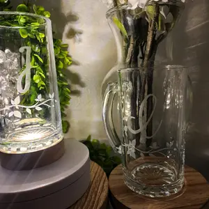 Personalized Etched Glass Mug Gift. Drinkware.  Heavy Duty. Cup Tumbler Reusable