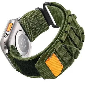 Nylon Strap compatible with Apple Watch Bands Ultra/Ultra 2 49mm 45mm 44mm 42mm, Sport Loop Replacement Band for iWatch Series SE/Ultra/Ultra 2/Series 9 8 7 6 5 4 3 2 1 Accessories Wearable
