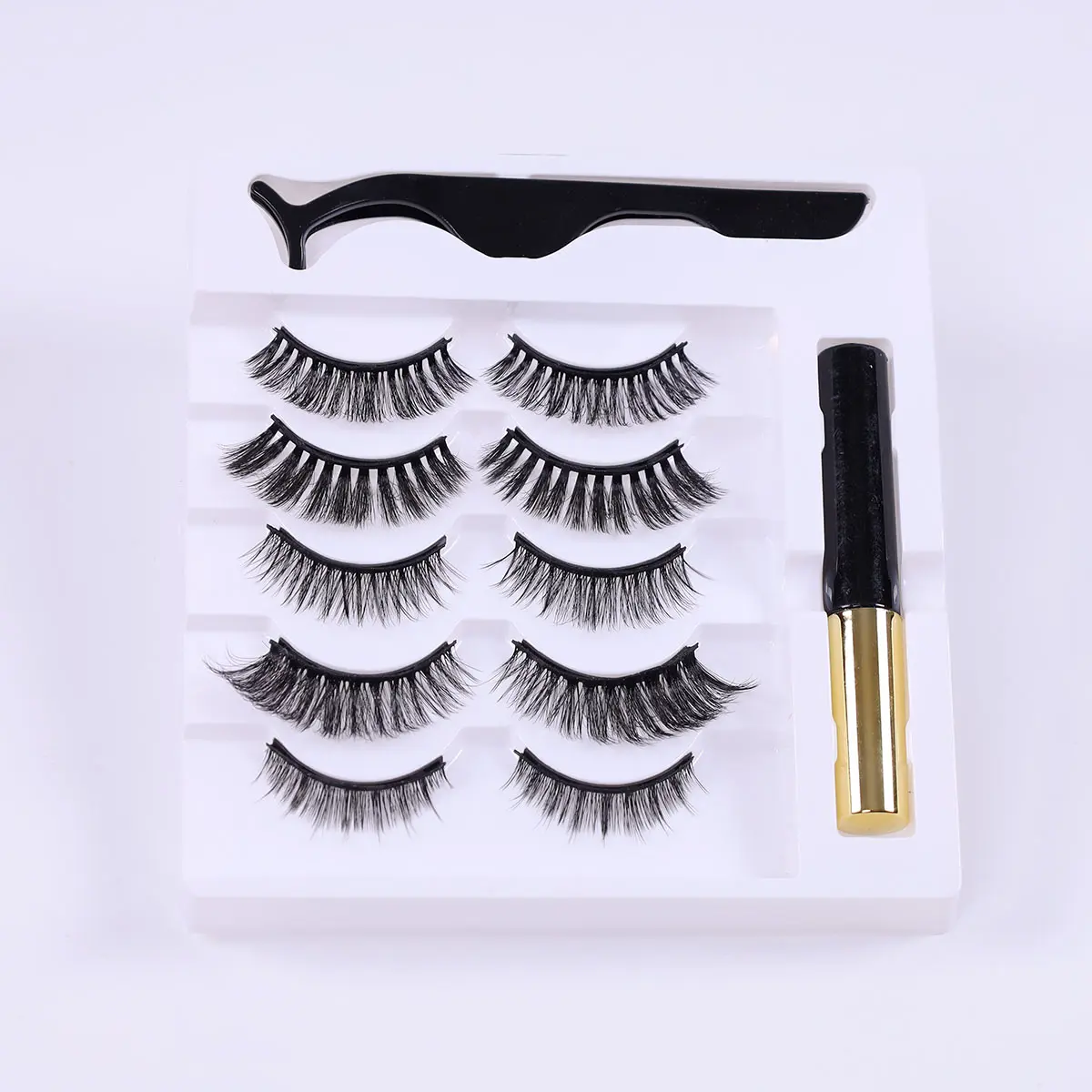 5 pairs of magnetic eyelash kit - natural appearance, reusable, easy to wear, no need for glue, using the latest six magnetic technology for 3D 5D false eyelashes, Fluffy Waterproof Lashes, durable, waterproof, gentle to the eyes