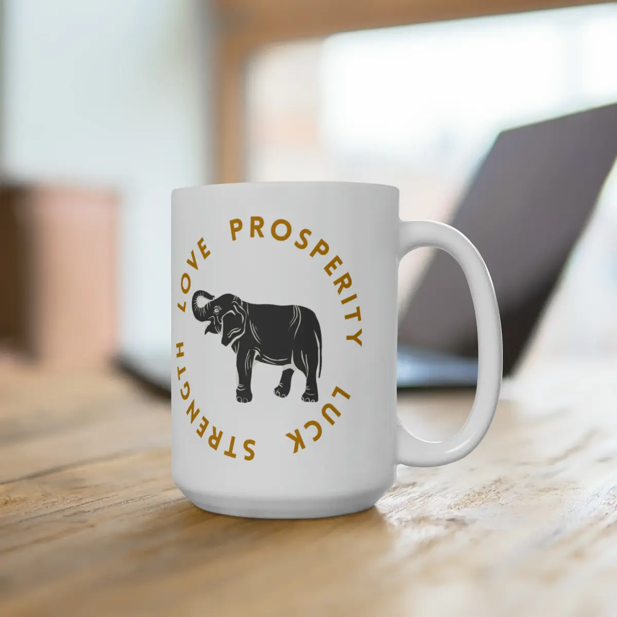 Lucky Elephant Ceramic Mug 15oz