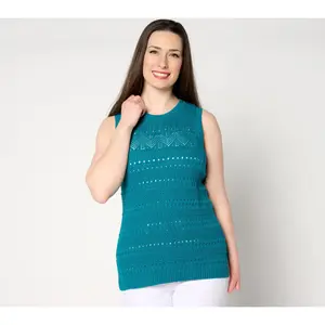 Denim & Co. Canyon Retreat Pointelle Stitch Sweater Tank