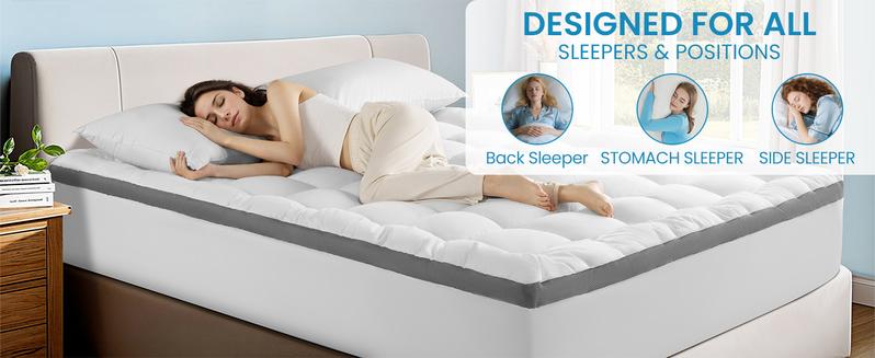 Shilucheng Ergonomic Supportive Memory Foam Mattress Topper, Breathable Quilted Mattress Pad with Cooling Cover, Fits All Mattress Sizes 6–18 Inch Deep Pocket
