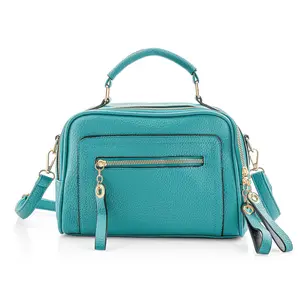 La Marey Teal Faux Leather Crossbody Bag