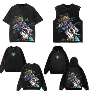 Jolyne Cujoh Stone Ocean Jojo Shirt Japanese Anime Double-Sided Print Washed JoJo Heavyweight Gift for Fans shirts men graphic tee Top Cotton Fabric
