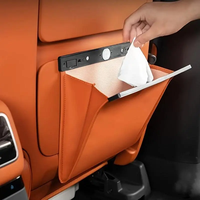 Magnetic Car Trash Can, Car Seat Back Trash Can with Lid, Trash Can for Car, Car Trashcan, Multi-functional Car Garbage Bin with Free Trash Bag, Car Interior Accessories, Car Organization Supplies, Car Trash Bags