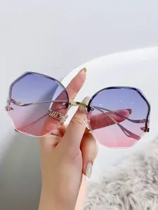 Fashionable Frameless Cut Edge Women's Glasses, Perfect for Trendy Street Photography, Vacation Travel, Stylish Eyewear Accessories