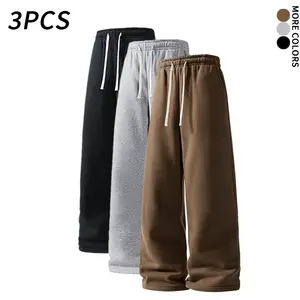 3 PCS Unisex solid-color drawstring sweatpants, autumn/winter style, comfortable (available in 3-pack and single pack).