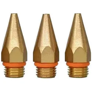 Hot Glue Gun Tips 7/16inches Thread Interchangeable Copper Nozzles for Hot Melting Glue Gun Bore Size 0.05" 0.06" 0.08" x 1.26" with Mini Wrench and Rubber Gaskets, 3Pcs/Set Replacement Parts