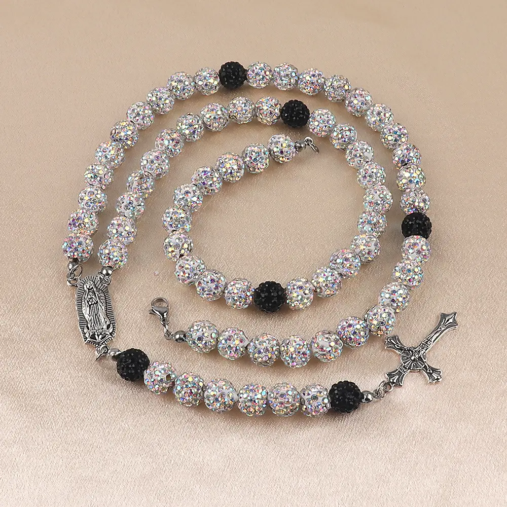 Prayer bead necklace black+AB colored be