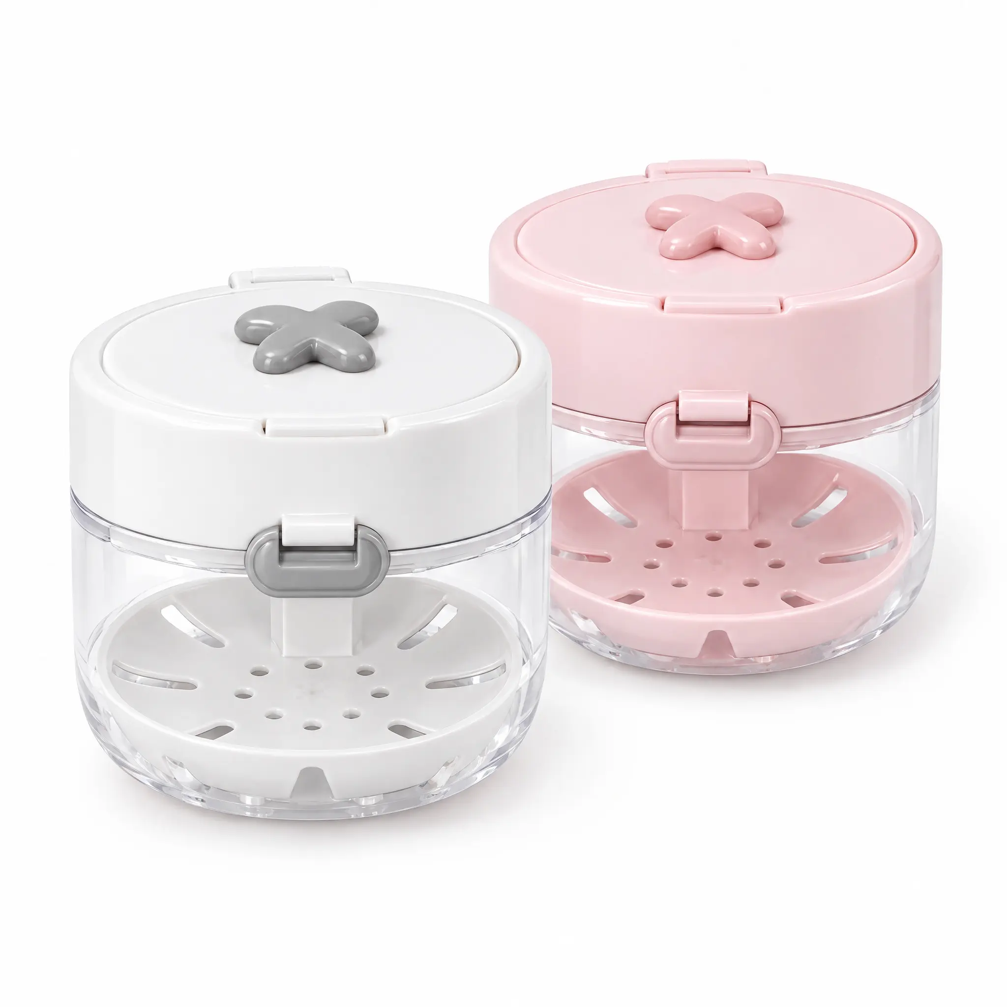 Denture & Retainer Case with Auto-Lift Drain Tray & Mirror, 2-in-1 Retainer Cleaner Soaking Cup for Aligners, Dentures, Night Guards & Mouth Guards, Leak-Proof Portable Denture Bath, Travel Set Available