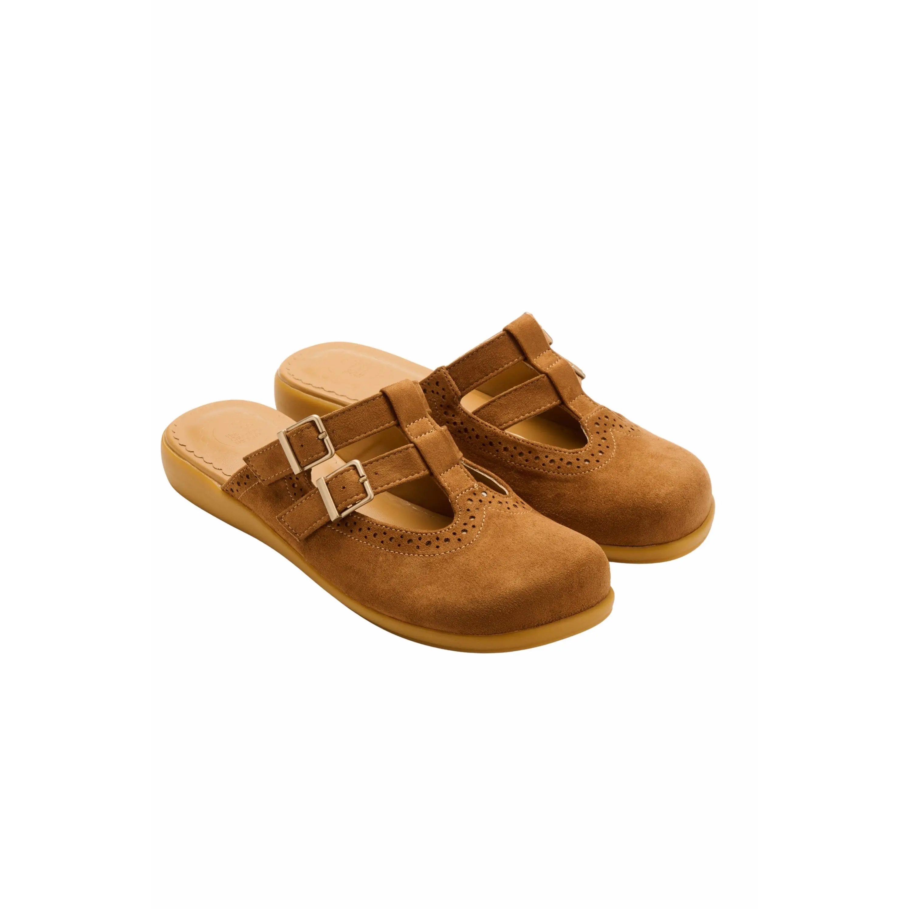 Camel Suede Women's Mary Jane Clogs