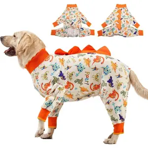 Big Dog Onesie, Large Dog Pajamas, Anti Licking, Post Surgery Recovery Dog Clothes, Large Dog Jammies,Lightweight Stretch Jersey Knit Jurassic Blue Prints Dog Clothing, UV Protection/XXL