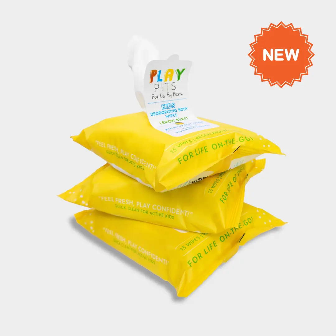 PLAY PITS - Kids Deodorizing Body Wipes - Lemon Burst - 15ct - 3 Pack Bundle