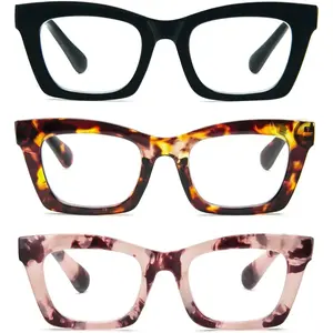 Reading Glasses for Women Oprah Style Oversized Square Spring Hinge Blue Light Blocking Glasses