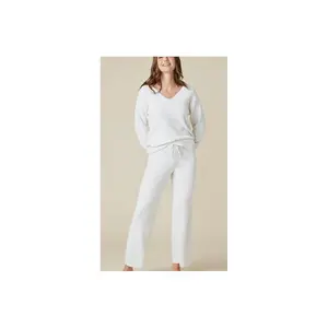 Solid Marshmallow V-Neck Lounge Set