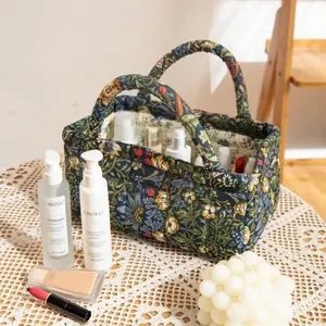 Mini Desktop Storage Basket, Floral Style Organizer Bag for Desk, Compact Office Supplies Holder, Stationery Organizer, Home Decor Accessory