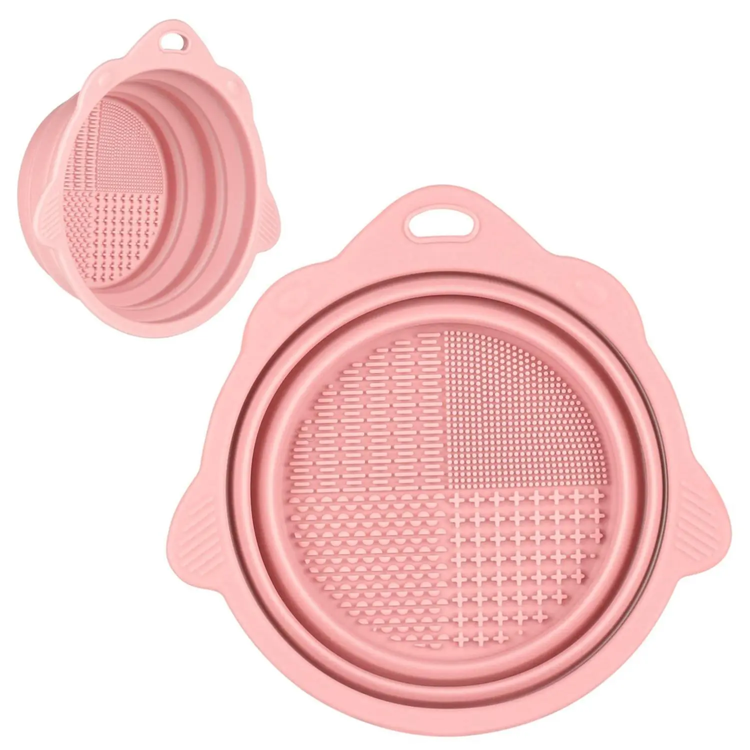 Women's Pink Foldable Silicone Brush Cleaner Bowl - 150g Single Durable Item, Compact Hanging Makeup Accessory, Portable Travel Storage for Powder Puffs, Safe for Blending Sponges & Makeup Tools, Accessories for Women, Makeup Accessories
