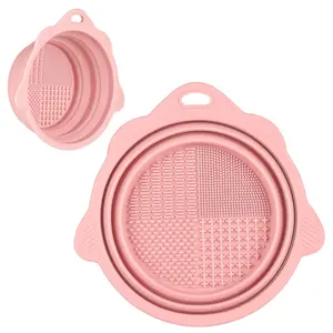 Foldable Silicone Makeup Brush Cleaner Bowl Portable Cleaning Tool for Brushes Powder Puffs & Sponges Pink Travelfriendly Siliconebowl