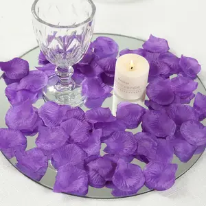 500-Pack Silk Rose Petals Confetti Purple Round Design - Decorative Table Scatters