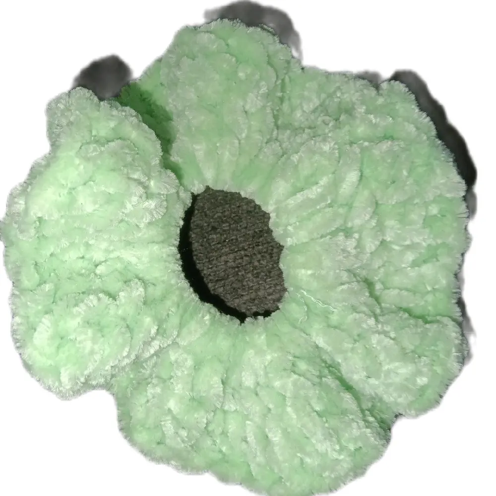 Crochet Mint Green Soft Hair Scrunchie - Simple Design for Hair Management