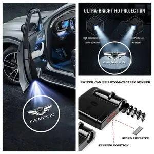 2-piece set. Modified welcome lights for Hyundai Genesis Coupe. Integrated projection lights for modified atmosphere lights. Installation is damage-free, just stick and use. Upgrade the class of your car. Car Door Lights