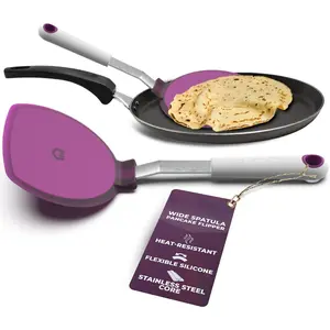 Wide Pancake Spatula Flipper - Heat Resistant   Turner for Non-Stick Cookware & Griddle -  for Crepes & Eggs - Ideal Big Baking Tool for Women Who Love to Bake by