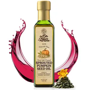 Sprouted Pumpkin Seed Oil for Cooking · Raw · Unrefined · First Cold-Pressed at Temperatures Below 30°C · Pressed Only Once · Without Metal or Wood Contact · Small Batch · Handcrafted in Seattle USA · 100% Pure & Natural · Also Loved for Skin and Hair