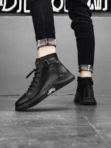 Men's British Retro | High-Top Leather Boots | Chunky Rubber Sole Ankle Boots