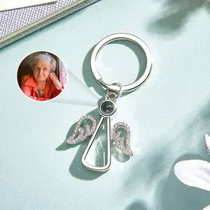 Personalized Angel Photo Keychain Projection Gem