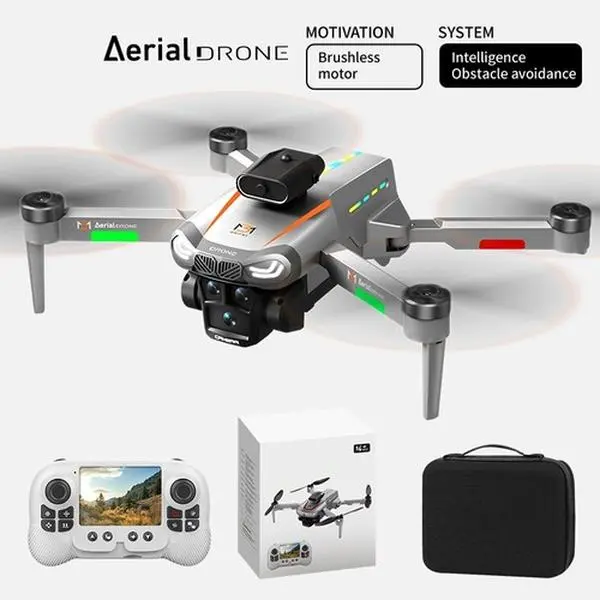 8K Dual Camera FPV Drone with 4.3" Screen Remote, Brushless Quadcopter Dual Batteries, Foldable Design, Night-Flight Ready for Adults & Beginners