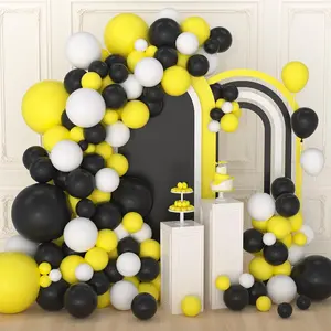 Yellow Black White Balloon Garland Kit 122pcs for Spring Birthday Wedding Bee Theme Party Decor